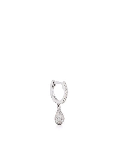 De Jaegher 18kt White Gold Lightly Drop Diamond Hoop Earring In Silver