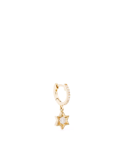 De Jaegher 18kt Yellow Gold Baby Star Diamond Hoop Earring