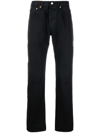 Levi's 501 Mens Button Fly Two-way Stretch Straight Leg Jeans In Black