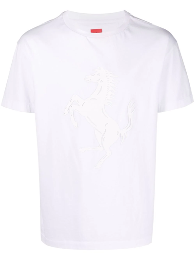 Ferrari Logo-print Organic Cotton T-shirt In White