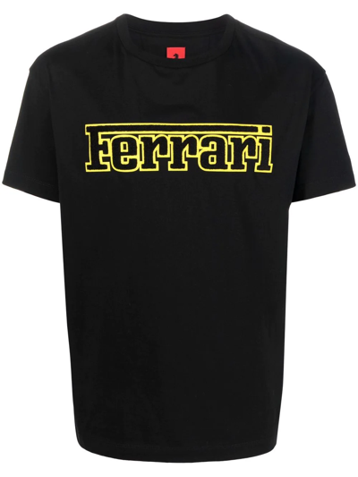 Ferrari Logo-print Organic-cotton T-shirt In Black