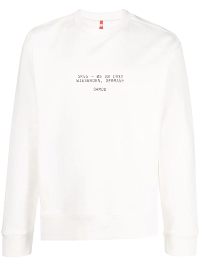 Oamc Audio Slogan-print Sweatshirt In White