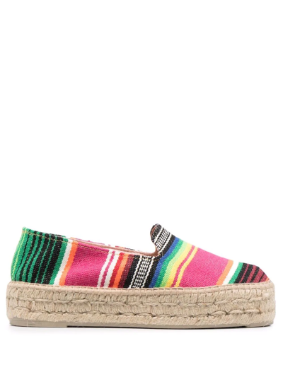 Manebi Tulum Striped Platform Espadrilles In Blue