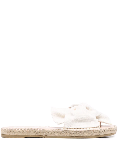 Manebi Ruched Open-toe Espadrilles In White