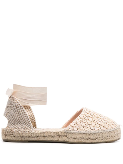 Manebi Tie-fastening Woven Espadrilles In Neutrals