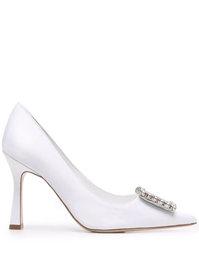 Roberto Festa Buckle-detail Pointed Leather Pumps In White