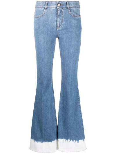 Stella Mccartney Women's Dip-dyed Stretch Mid-rise 70's Flared Jeans In Blue