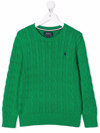 Polo Ralph Lauren Cable-knit Round Neck Jumper In Green