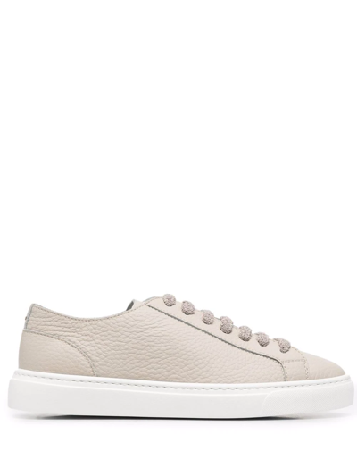 Doucal's Womens Beige Leather Sneakers