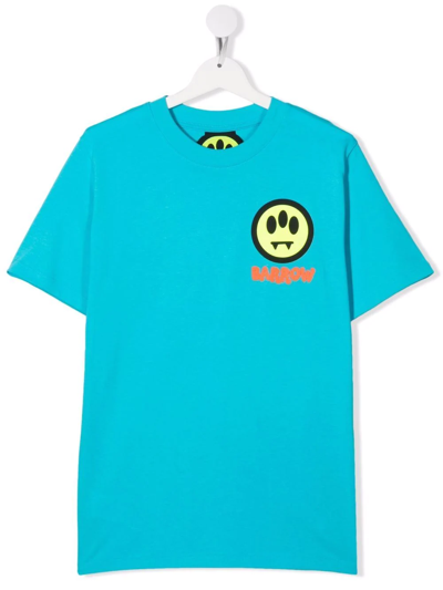 Barrow Teen Smiley Logo-print T-shirt In Blue