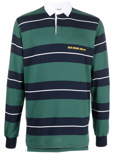 Vtmnts Striped Polo Shirt In Cotton Knit In Green