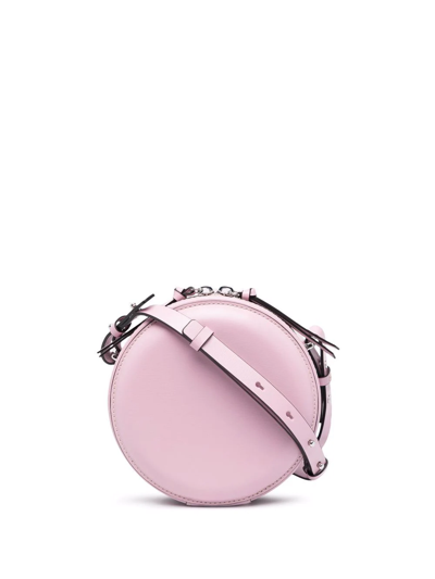 Ganni Banner Recycled Leather Roller Bag In Pink Nectar