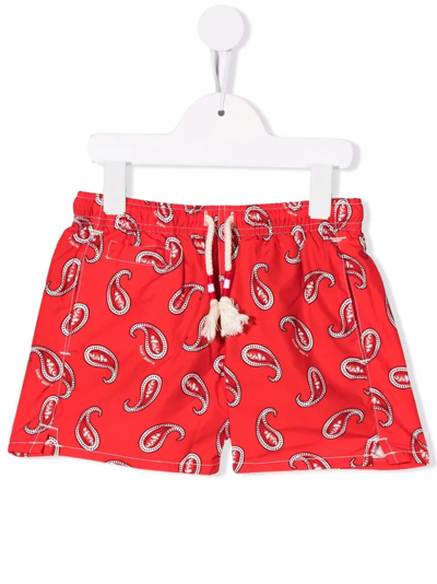 Mc2 Saint Barth Kids' Paisley-print Swim Shorts In Red
