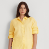 Lauren Woman Linen Shirt In Yellow Bloom