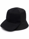 Prada Baseball-panel Leather Bucket Hat In Black