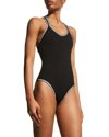 Platinum Inspired By Solange Ferrarini Tank One-piece Swimsuit In Mid Silver