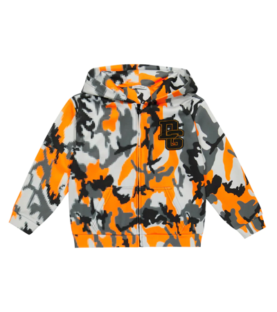 Dolce & Gabbana Kids' Cotton-blend Camouflage Hoodie In Camo Nero/aranc/grig