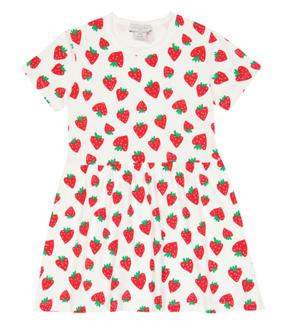 Stella Mccartney Kids' 草莓印花t恤式连衣裙 In White