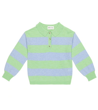 Morley Kids' Pepper Striped Cotton-blend Sweater In Apple