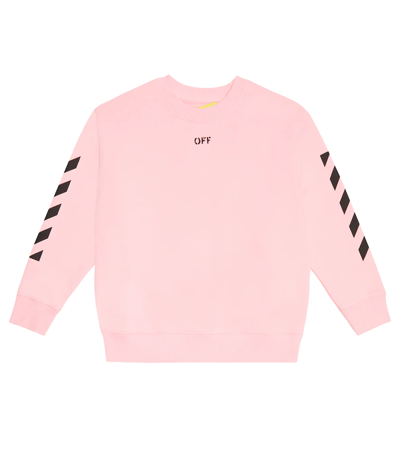 Off-white Pink Kids Sweatshirt With Off Stamp And Diagonals