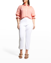 Lyssé High Rise Boyfriend Denim Leggings In White