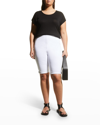 Lyssé Plus Size Denim Boyfriend Shorts In Light Khaki