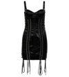 Dolce & Gabbana Laced Bustier-bodice Satin Mini Dress In Nero