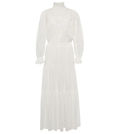 Isabel Marant Gracie Lace-trimmed Tiered Cotton And Silk-blend Maxi Dress In White