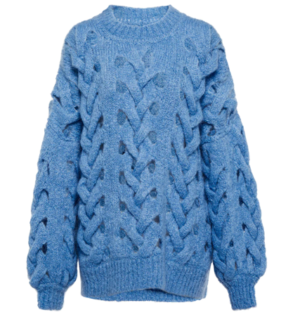 Isabel Marant Ella Oversized Open-knit Mohair-blend Sweater In Blue-med