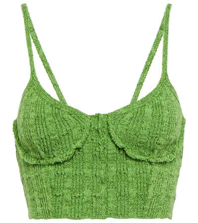 Acne Studios Cropped Ribbed Wool-blend Camisole In Ca4 Grass Green