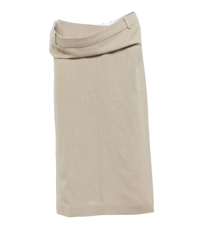 Jacquemus Vela Layered-waist Linen Pencil Skirt In Beige