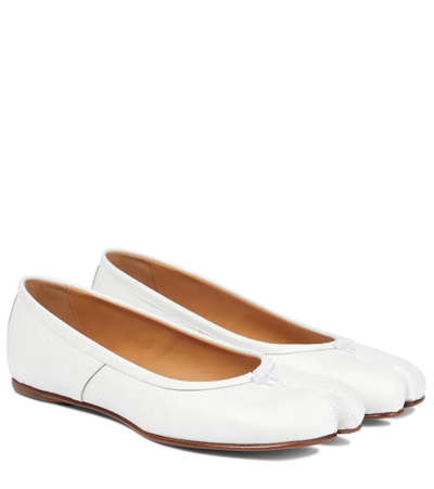 Maison Margiela 'tabi' White Ballerina Flats With Split-toe In Nappa Leather Woman