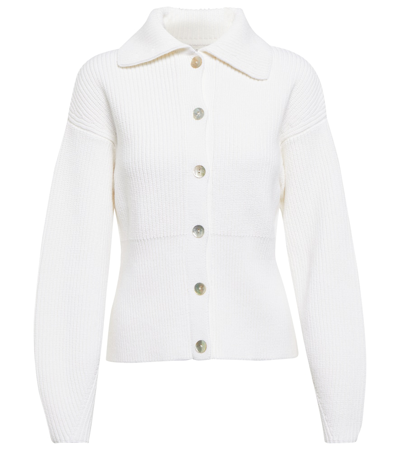 Vince Ribbed-knit Cotton-blend Cardigan In White