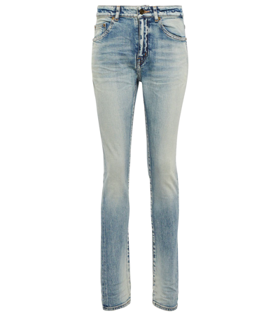 Saint Laurent High-rise Skinny Jeans In Bright Blue