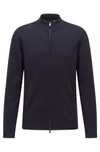 Hugo Boss Virgin-wool Cardigan In A Regular Fit In Dark Blue