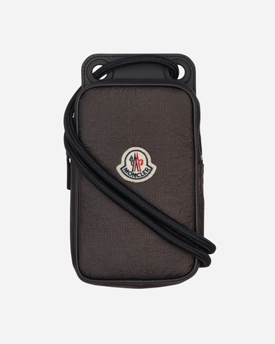 Moncler Neck Strap Phone Holder In Black