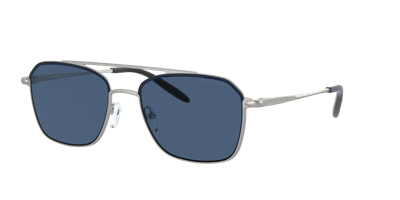 Michael Kors Dark Blue Solid Aviator Mens Sunglasses Mk1086 100580 57 In Blue,silver Tone