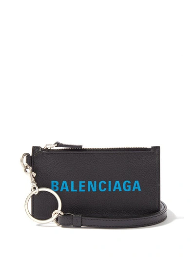 Balenciaga Cash Logo-print Leather Wallet In Black