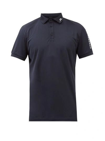 J. Lindeberg Tour Tech Logo-embroidered Jersey Polo Shirt In Blue