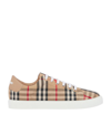 BURBERRY LEATHER-TRIM VINTAGE CHECK SNEAKERS