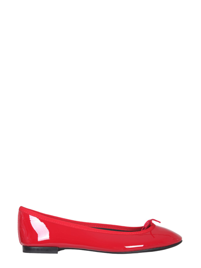 Repetto Bow Detail Patent Ballerina Shoes In Red