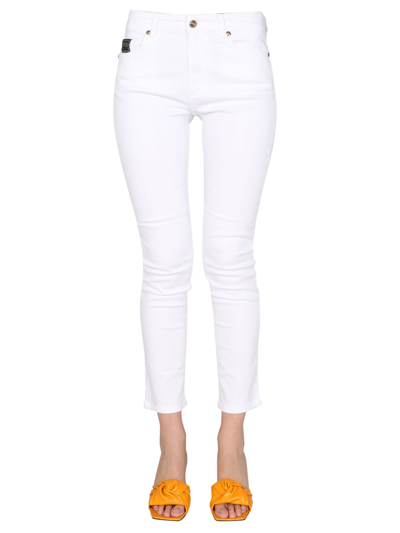 Versace Jeans Couture Logo-embroidered Skinny Trousers In White