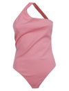 Alexander Mcqueen Open-back Asymmetric Bodysuit In Coral