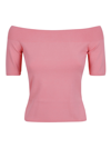 Alexander Mcqueen Cold-shoulder Knitted Top In Coral