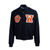 Off-white Black Logo Patch Varsity Jacket In Black-orange