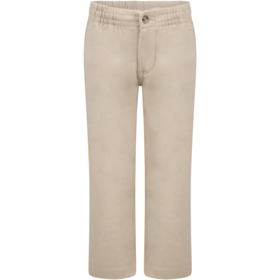 Ralph Lauren Kids' Beige Trouser For Boy With Pony Logo