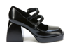 Nodaleto Leather Block Heel Double Strap Pumps In Black