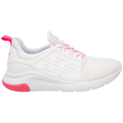 Ea7 Sneakers In White - Pink Fluo