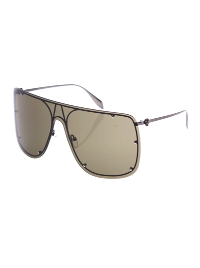 Alexander Mcqueen Man Metal Sunglasses With  Logo In Green