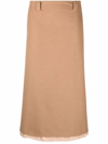 Miu Miu Camel-hair Pencil Skirt In Marrone